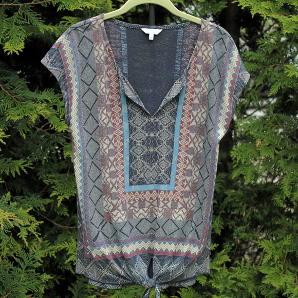 Lucky Brand Tops - Lucky Brand Split Neck Tie Front Tee